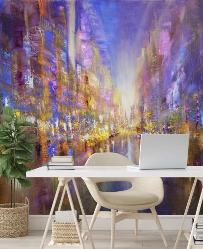 papel pintado de la ciudad abstracta púrpura