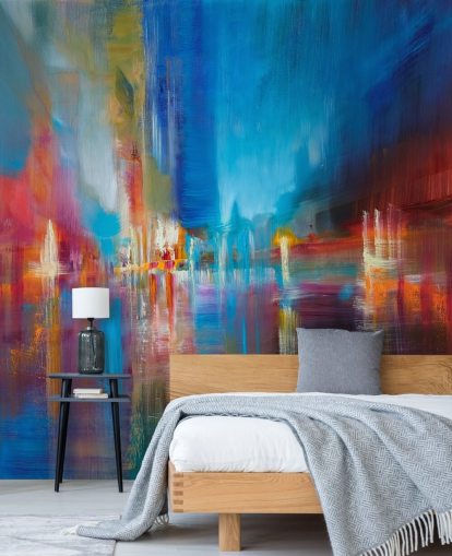 carta da parati pittura blu e rossa carta da parati pittura blu e rossa