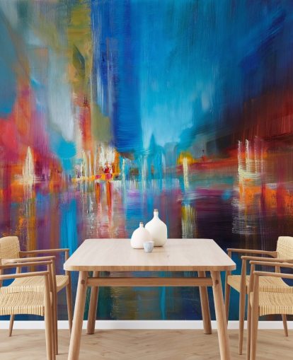 carta da parati pittura blu e rossa