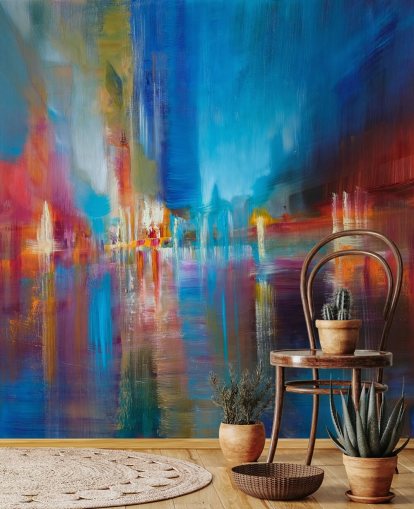 carta da parati pittura blu e rossa carta da parati pittura blu e rossa