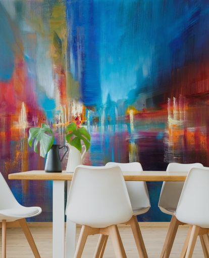 papel de parede de pintura azul e vermelho