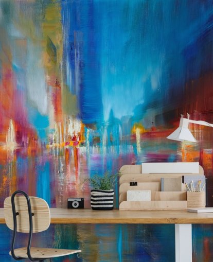 papel pintado de pintura azul y roja