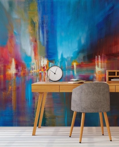 carta da parati pittura blu e rossa