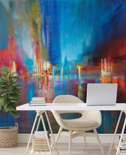 carta da parati pittura blu e rossa