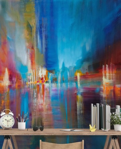 papier peint peinture bleu et rouge