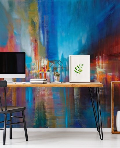 carta da parati pittura blu e rossa