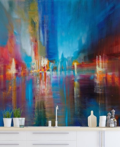 blauw en rood schilderij behang blauw en rood schilderij behang