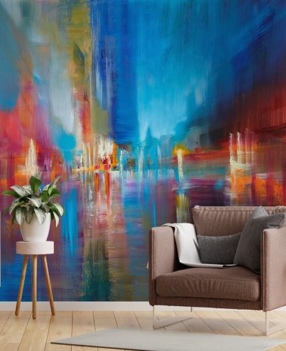 papel pintado de pintura azul y roja