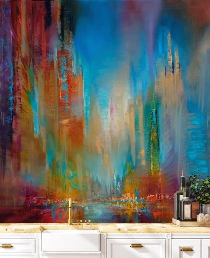 carta da parati colorata città