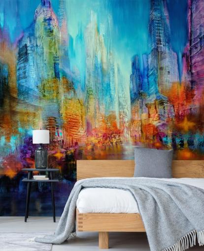 carta da parati con pittura astratta multicolore