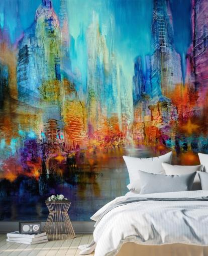 papel de parede pintura abstrata multicolorida