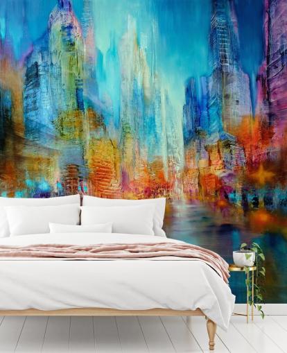 carta da parati con pittura astratta multicolore