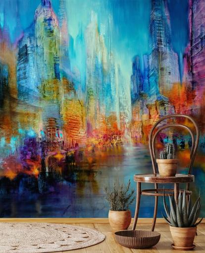 multicoloured abstract painting wallpaper
