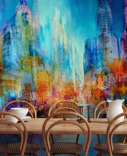 multicoloured abstract painting wallpaper