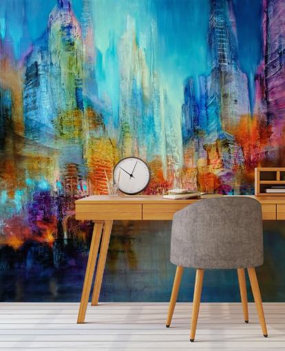 papier peint peinture abstraite multicolore