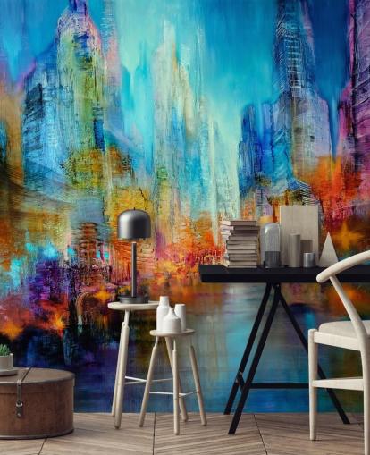 papier peint peinture abstraite multicolore