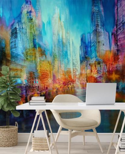 carta da parati con pittura astratta multicolore