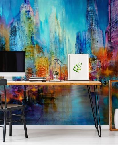 multicoloured abstract painting wallpaper