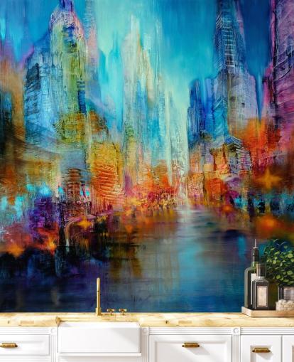 multicoloured abstract painting wallpaper