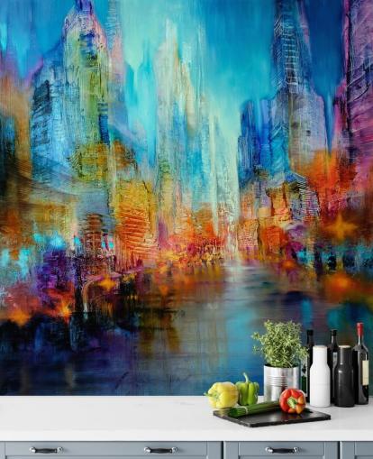papier peint peinture abstraite multicolore