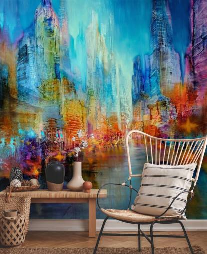 multicoloured abstract painting wallpaper