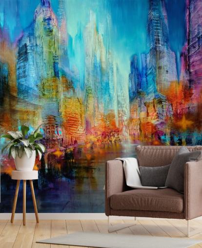 multicoloured abstract painting wallpaper