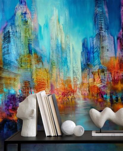 multicoloured abstract painting wallpaper