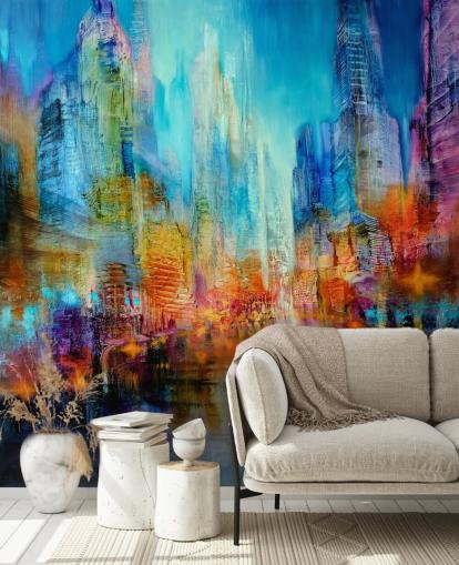 papier peint peinture abstraite multicolore