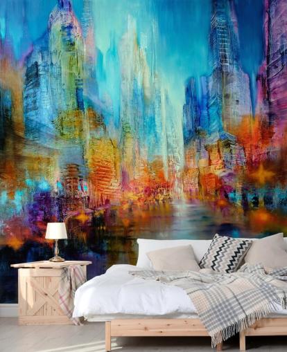 papier peint peinture abstraite multicolore