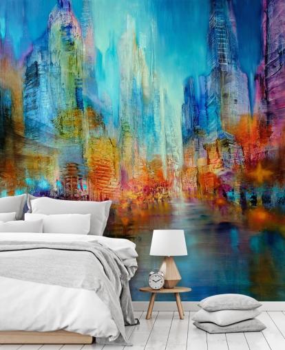 multicoloured abstract painting wallpaper