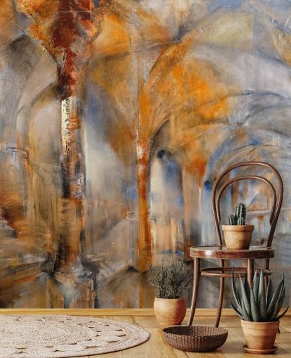 arched building abstract painting wallpaper
