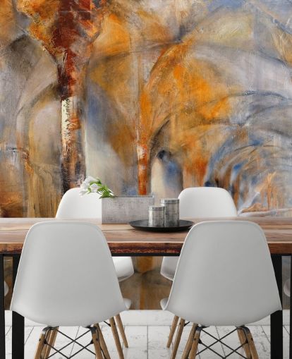 gebogen gebouw abstract schilderij behang