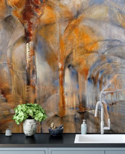 arched building abstract painting wallpaper