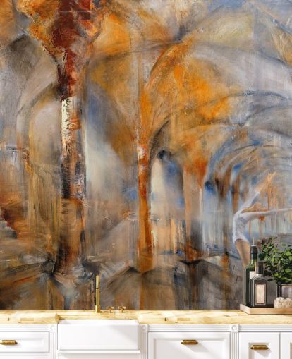 arched building abstract painting wallpaper arched building abstract painting wallpaper