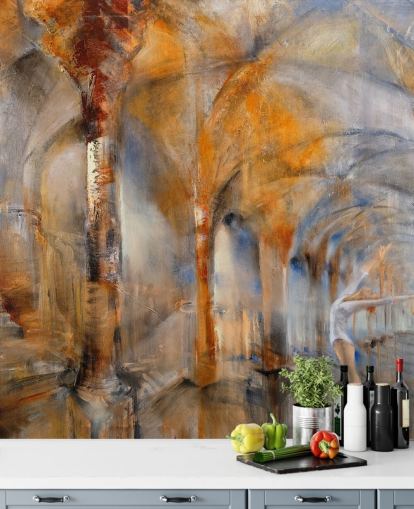arched building abstract painting wallpaper
