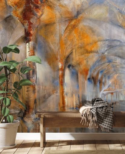 arched building abstract painting wallpaper