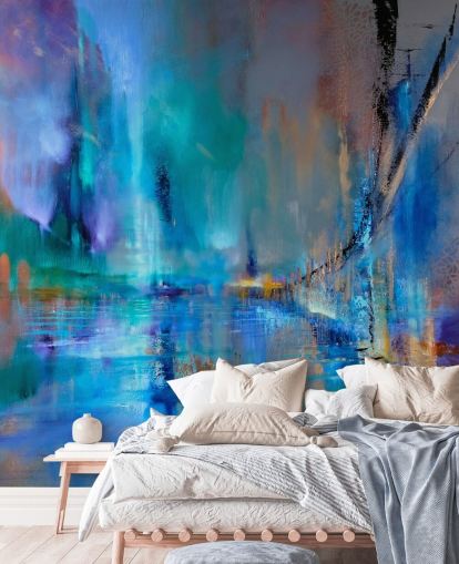 peinture abstraite bleu de papier peint pont