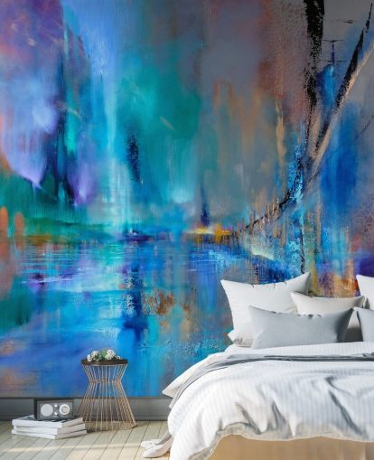 pittura astratta blu di carta da parati ponte