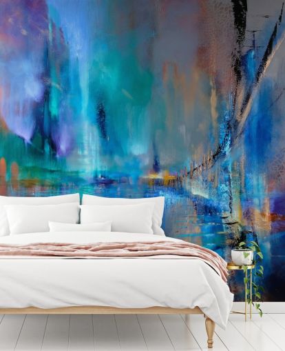 pittura astratta blu di carta da parati ponte