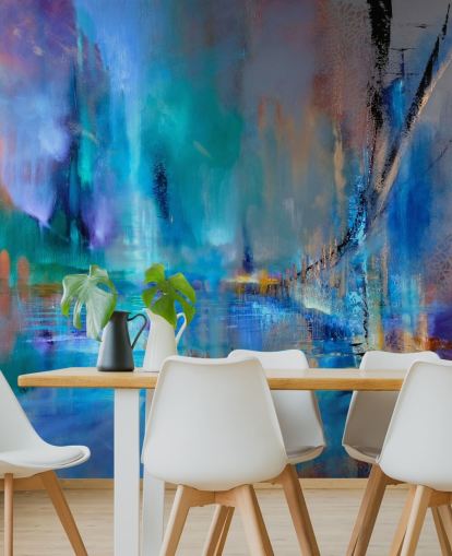 pittura astratta blu di carta da parati ponte