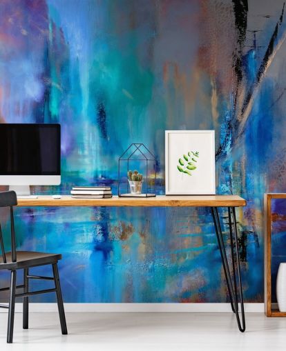 peinture abstraite bleu de papier peint pont