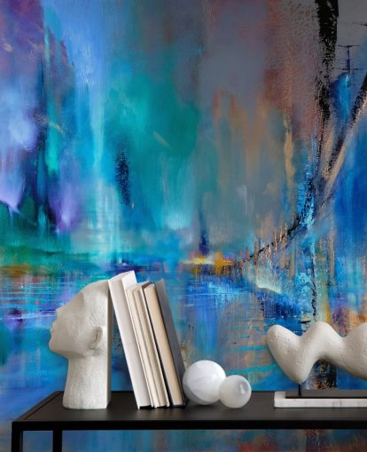 abstract blue painting of bridge wallpaper abstract blue painting of bridge wallpaper