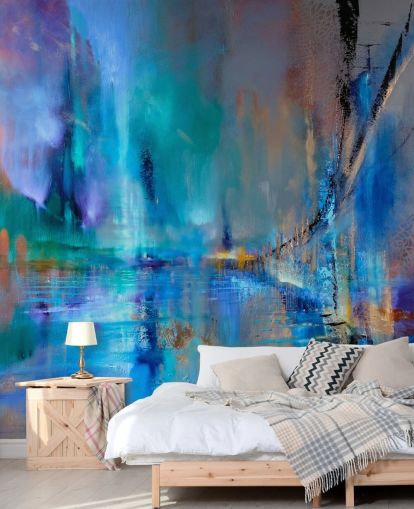 peinture abstraite bleu de papier peint pont