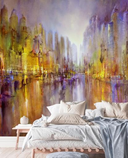 carta da parati colorata città pittura astratta