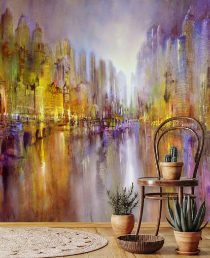 carta da parati colorata città pittura astratta