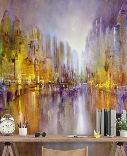 carta da parati colorata città pittura astratta