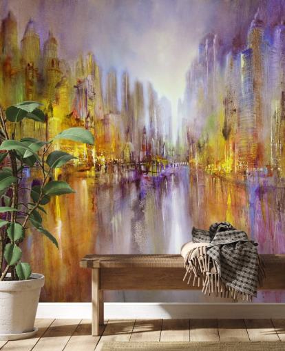 carta da parati colorata città pittura astratta