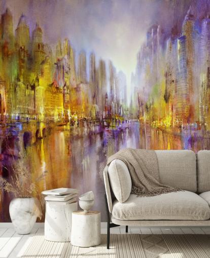 carta da parati colorata città pittura astratta