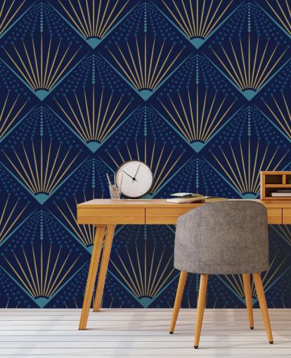 colore oro e carta da parati blu