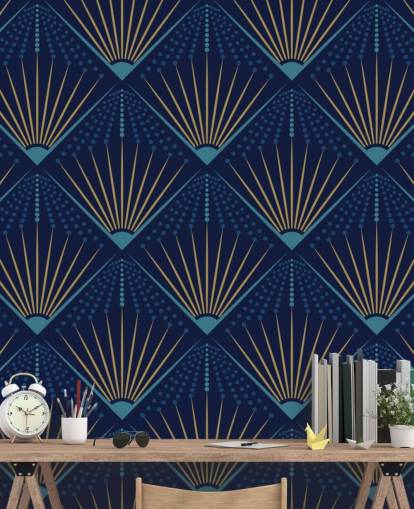 papel pintado de color dorado y azul